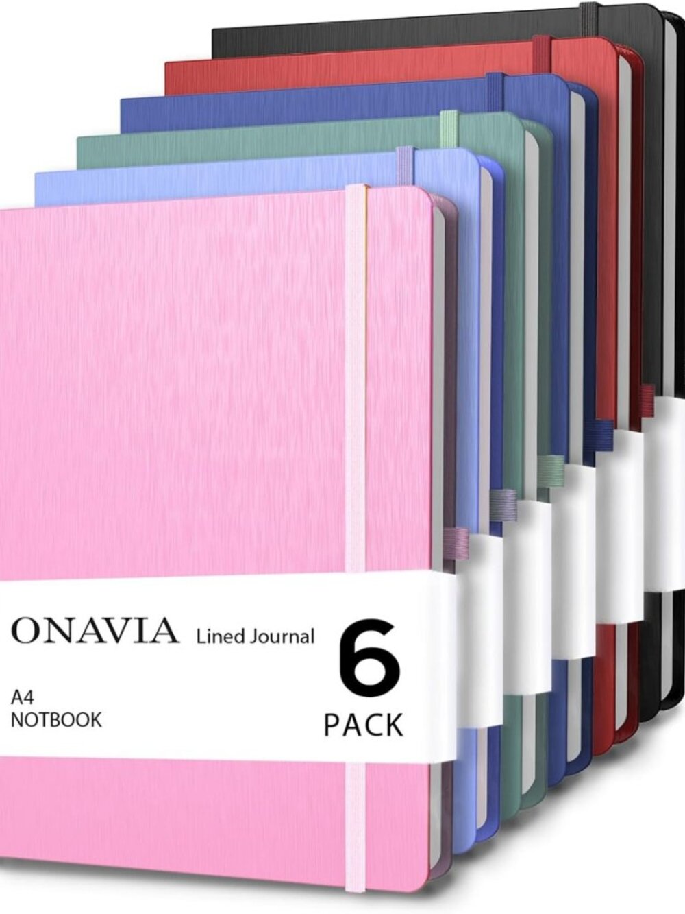 Set of 6 Hardcover Lined Notebooks, 160 Pages Each, Vibrant Colors for Work